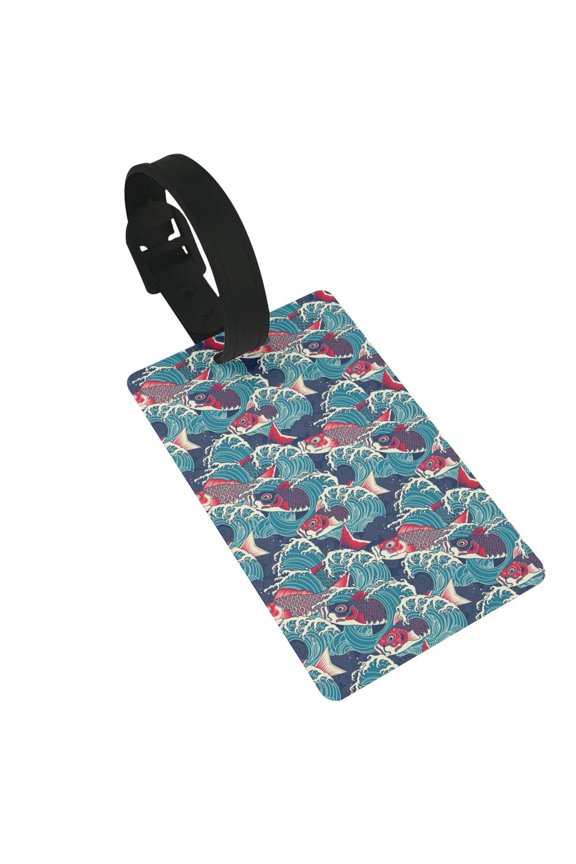 Fish In The Wave for Luggage ID Tag with Adjustable Strap Travel Baggage Bag Tags Suitcase Identify Labels for Women Men