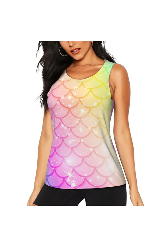 Fish Scale for Women's Workout Tank Top Sleeveless Workout Tops Athletic Gym Shirts-Small