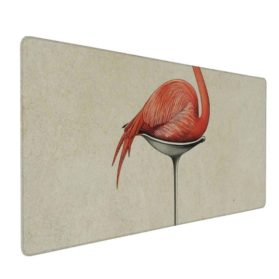Hirioo Flamingo Sitting On Chair for Mouse Pad ,Anti-Slip Base, Durable Stitched Edges, Perfect for Gaming, Office, and Home Use,16x35.5in