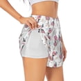 thumbnail image 1 of Hirioo Flamingos Tribal for Women's Double Layer Athletic Shorts High-Performance Gym Shorts with Inner Pocket, Elastic Waistband-Large, 1 of 7