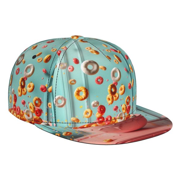 Hirioo Floating Colorful Cereal for Baseball Cap Men Cap Flat Brim for Men Women Teens Adjustable Baseball Cap