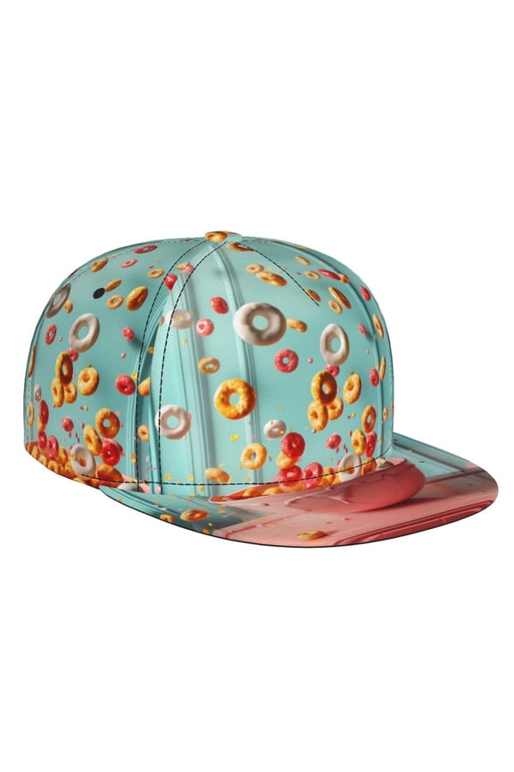 Floating Colorful Cereal for Baseball Cap Men Cap Flat Brim for Men Women Teens Adjustable Baseball Cap