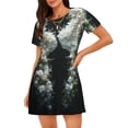 thumbnail image 1 of Hirioo Floral Angelic White Wings for Women’s Nightdress Comfortable Short Sleeve Nightwear Casual Sleep Dress, 1 of 6