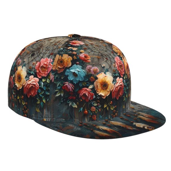 Hirioo Floral Dreamcatcher Elegance for Baseball Cap Men Cap Flat Brim for Men Women Teens Adjustable Baseball Cap