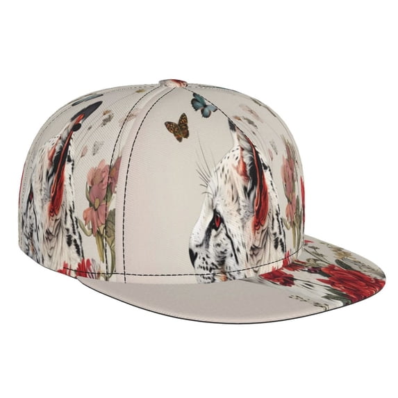 Hirioo Floral Leopard Butterflies for Baseball Cap Men Cap Flat Brim for Men Women Teens Adjustable Baseball Cap
