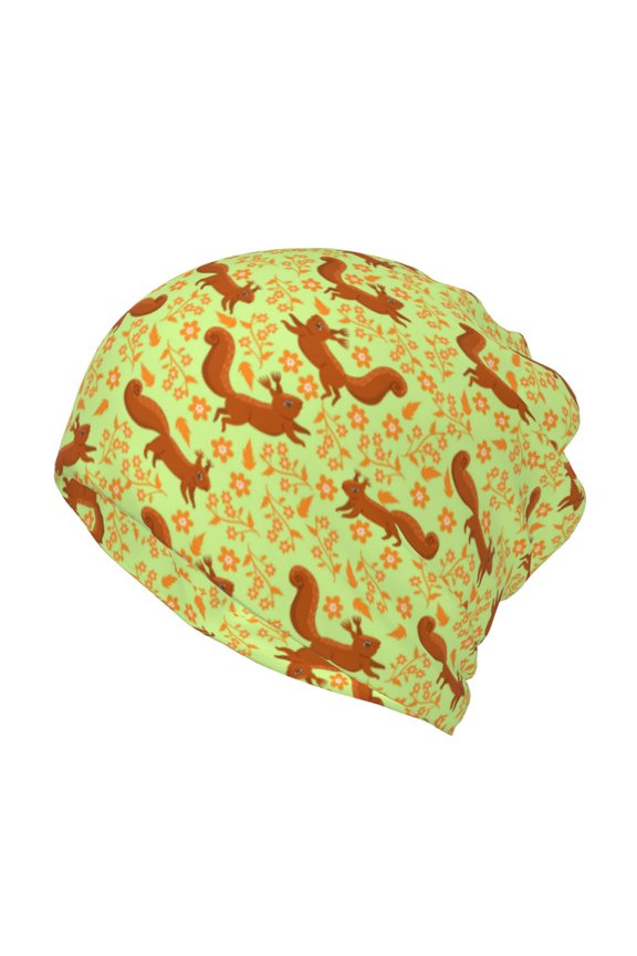 Floral Squirrel for Multifunction Beanie Hat for Men and Women Unisex for Winter Sports, Outdoor Activities, and Daily Wear
