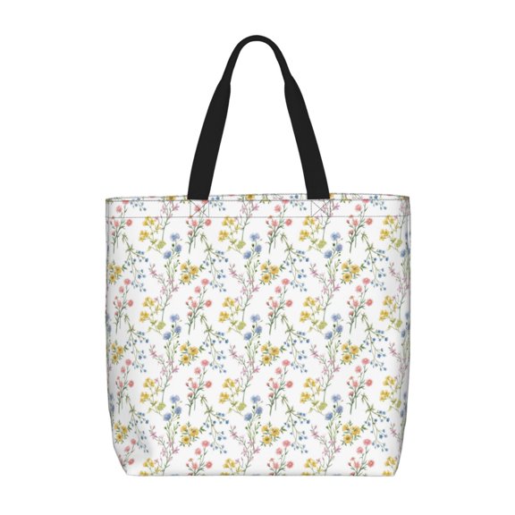 Hirioo Floral for Tote Bag for Women, Quilted Shoulder Bag with Zipper, Large Capacity Handbags for Casual, Travel, Work