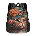 thumbnail image 1 of Hirioo Flower Crown Cat for Minimalist Backpack Large Capacity Backpack Travel Backpack For School, 1 of 8