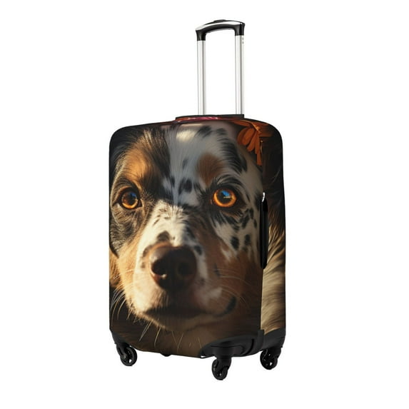 Hirioo Flower Crown Dog for Elasticity Suitcase Cover (No luggage Included) Durable Luggage Protector Fits 18-32 Inch Luggage-Large