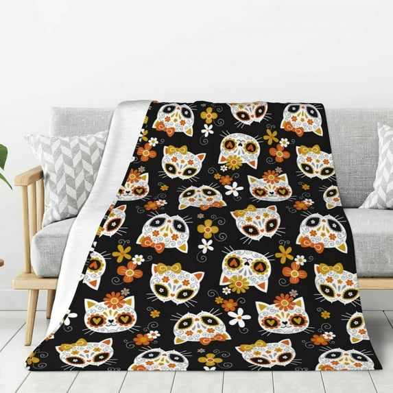 Hirioo Flower Fox for Flannel Blanket, Cozy and Warm Throw for Bed or Couch ,Perfect for All Seasons-50"x40"