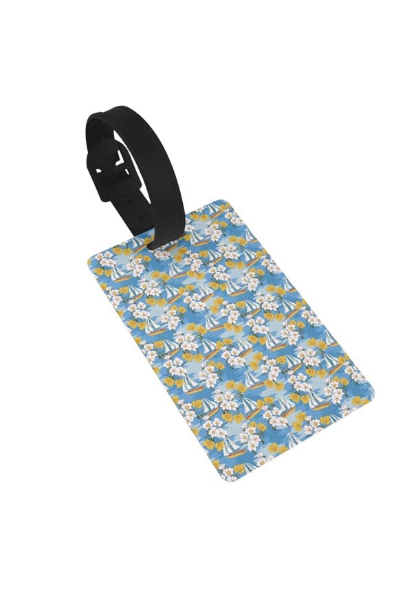 Flower and Sail Boat for Luggage ID Tag with Adjustable Strap Travel Baggage Bag Tags Suitcase Identify Labels for Women Men