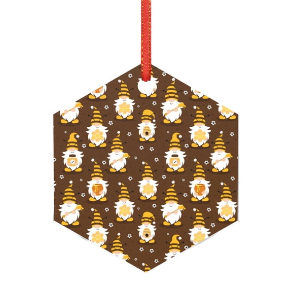 Hirioo Flowers And Gnomes Bees for Acrylic Christmas Pendant Hanging Christmas Tree Ornaments, Car, Home, Office Gift Decor-Hexagon