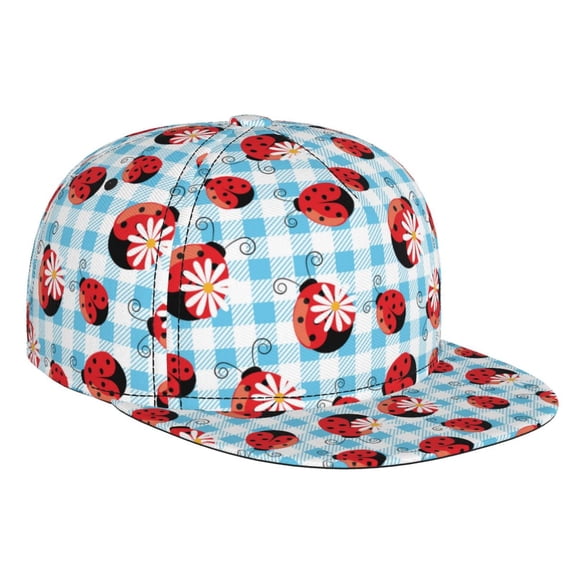 Hirioo Flowers and Lady Bugs for Baseball Cap Men Cap Flat Brim for Men Women Teens Adjustable Baseball Cap