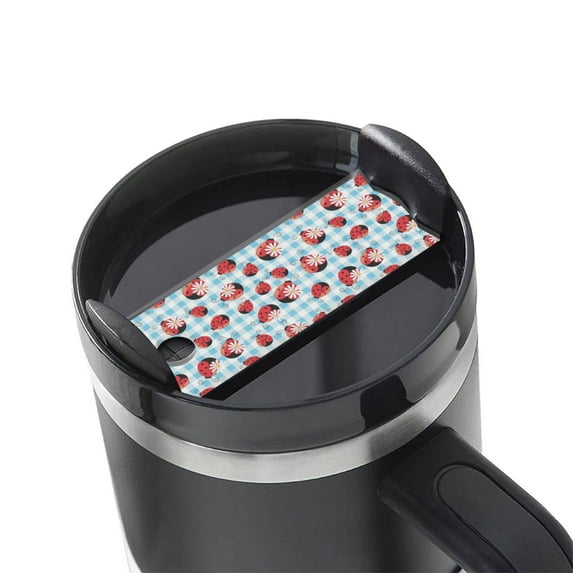 Hirioo Flowers and Lady Bugs for Stanley Cup Lid Nameplate Personalized Acrylic Nameplate Tumbler Lid Topper(30oz , 40oz)