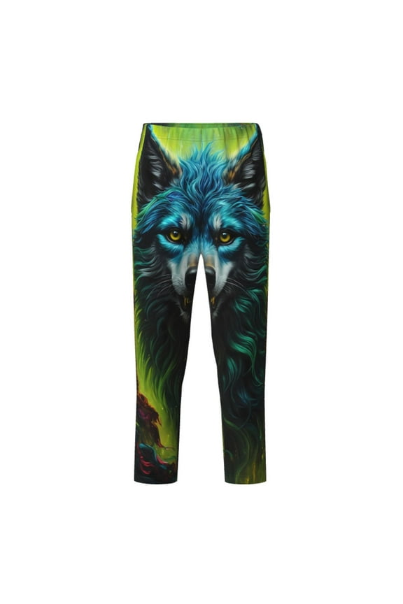 Fluorescent Wolf for Teenagers' Pajama Pants Womens Lounge Pants with Pockets Pj Bottoms Pants for Men-XS(5-6)