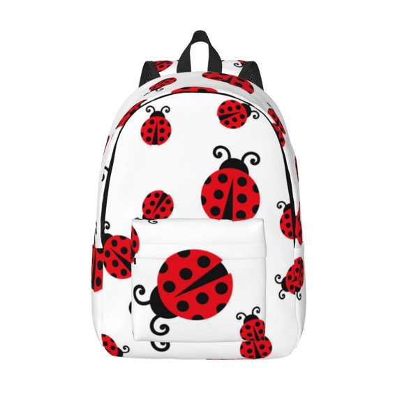 Hirioo Fly Flying Ladybug Canvas Backpack, Durable Travel Backpack with Multiple Compartments,Large Capacity, Backpack for School, Hiking, Work