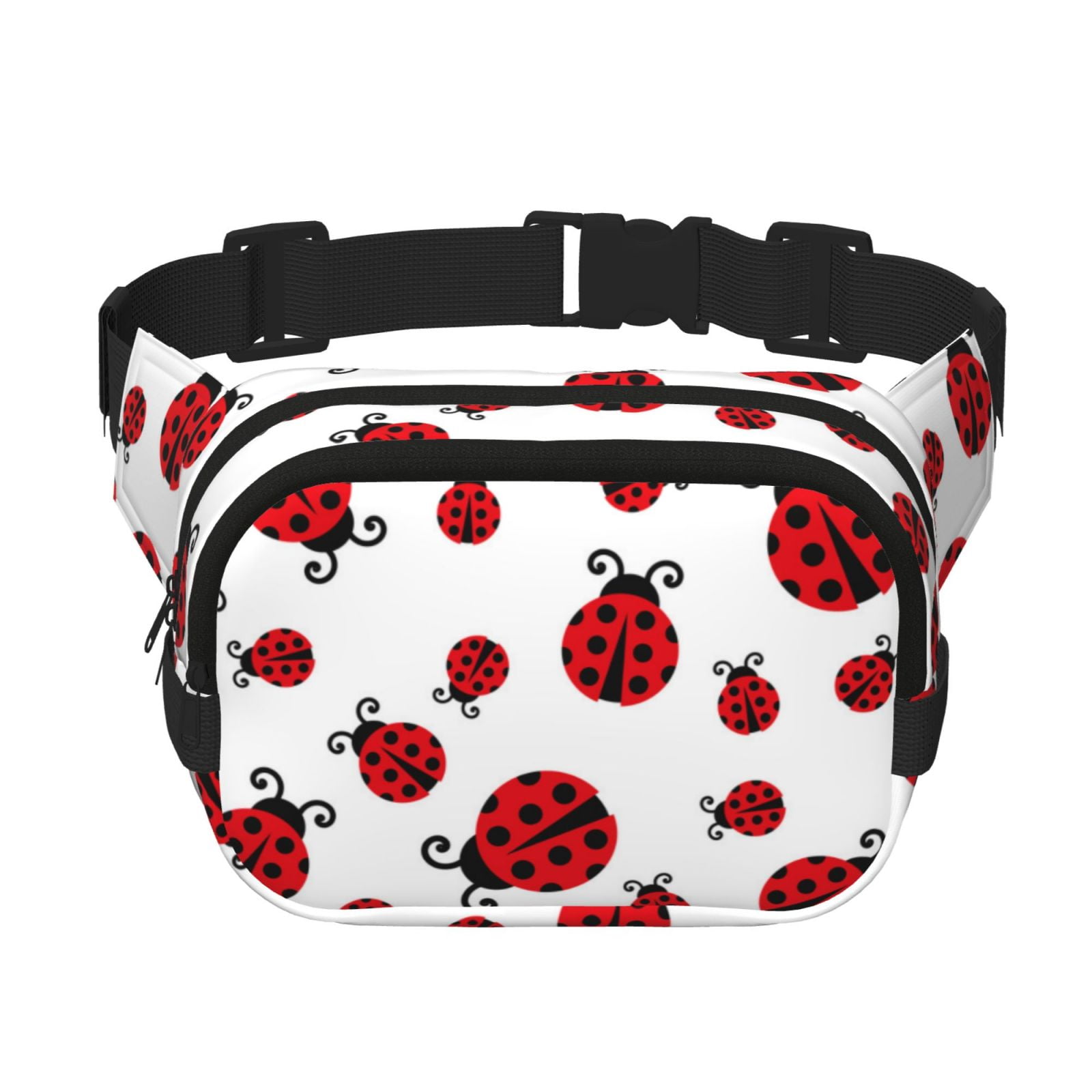 Hirioo Fly Flying Ladybug for Double Layer Waist Bag Adjustable Fanny Pack For Travel Running Hiking