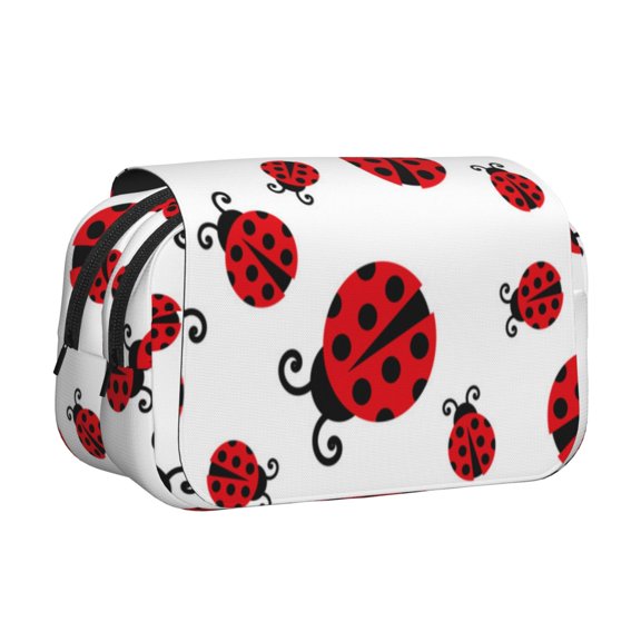 Hirioo Fly Flying Ladybug for Large Grid Mesh Pencil Case with Zipper Stationery Organizer Case