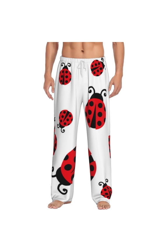 Fly Flying Ladybug for Men's PJ Pajama Pants Sleep Pants Men's Home Trousers with Pockets,S-3XL-Medium