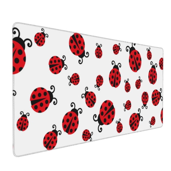Hirioo Fly Flying Ladybug for Mouse Pad ,Anti-Slip Base, Durable Stitched Edges, Perfect for Gaming, Office, and Home Use,16x35.5in