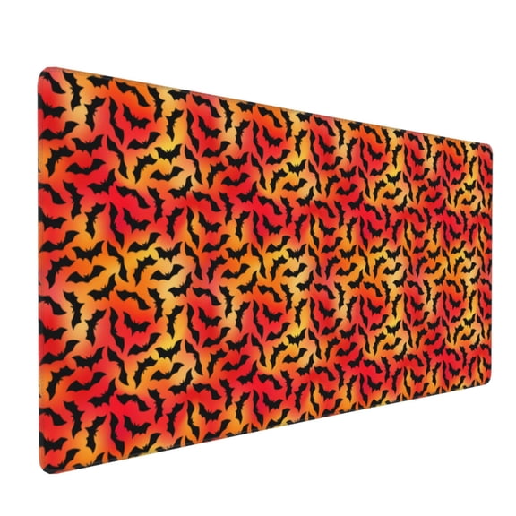 Hirioo Flying Black Bat for Mouse Pad ,Anti-Slip Base, Durable Stitched Edges, Perfect for Gaming, Office, and Home Use,16x35.5in