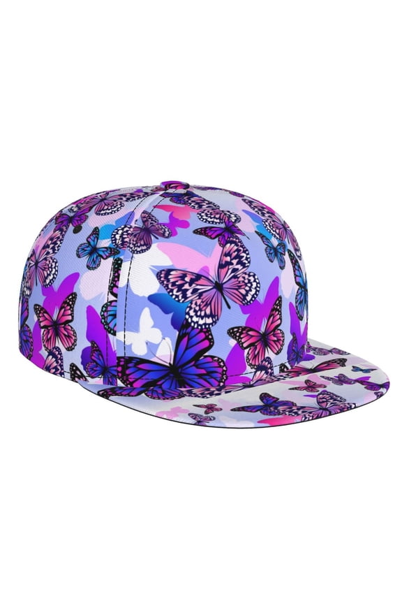 Flying Butterflies for Baseball Cap Men Cap Flat Brim for Men Women Teens Adjustable Baseball Cap