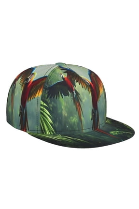 Flying Parrots In Jungle for Baseball Cap Men Cap Flat Brim for Men Women Teens Adjustable Baseball Cap