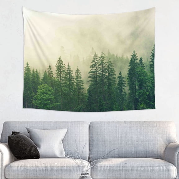 Hirioo Fog Forest Print Tapestry Lightweight Fabric for Bedroom Aesthetic Home Wall Dorm Dcor Living Room Decor 29x37 Inch