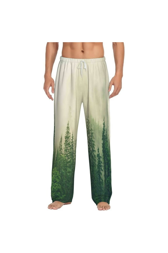 Fog Forest for Men's PJ Pajama Pants Sleep Pants Men's Home Trousers with Pockets,S-3XL-Small