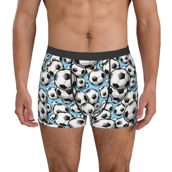 Hirioo Football Soccer Ball for Men's Boxer Briefs Men Cotton Underwear Boxer Briefs Panties-Large