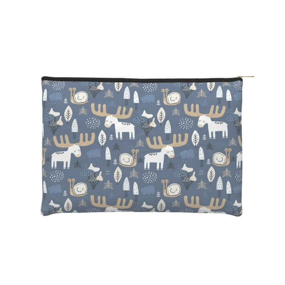 Hirioo Forest Elk for Paper Reusable Cosmetic Bag Zipper Encouragement Travel Pouch Toiletry Bag for Women Girls