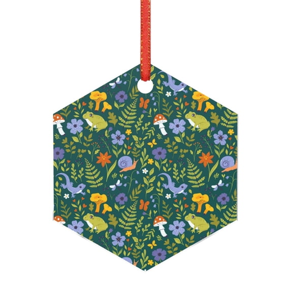 Hirioo Forest Flora And Fauna for Acrylic Christmas Pendant Hanging Christmas Tree Ornaments, Car, Home, Office Gift Decor-Hexagon