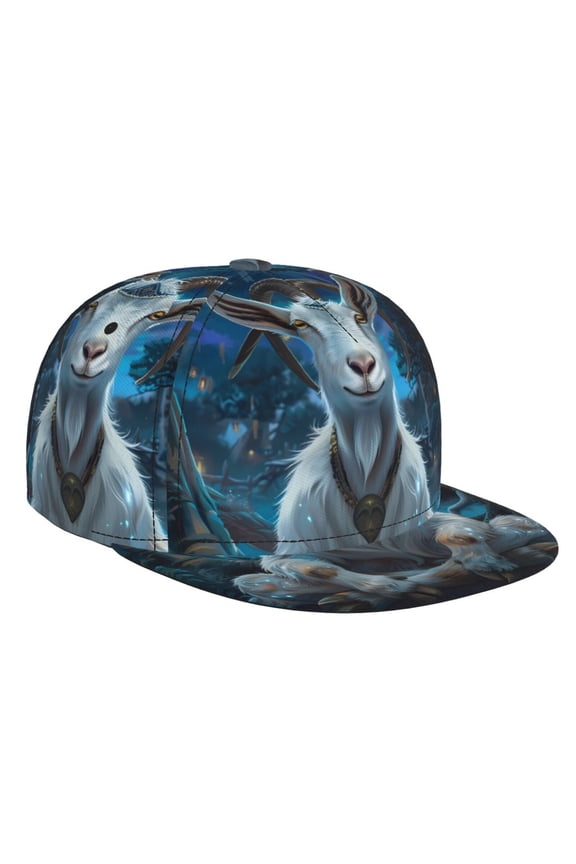 Forest Meditating Goat for Baseball Cap Men Cap Flat Brim for Men Women Teens Adjustable Baseball Cap