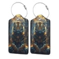 thumbnail image 1 of Hirioo Forest Meditating Tiger Print Leather Luggage Tag with Stainless Steel Loop ,Privacy Flap and Address Card for Travel Bag Suitcase-2 PCS, 1 of 5