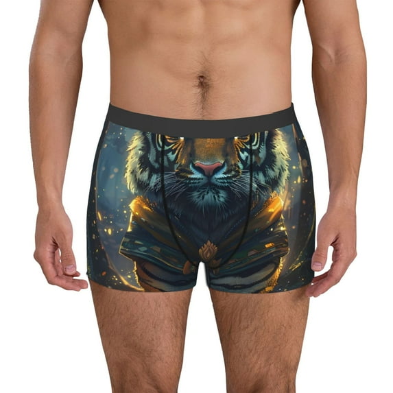 Hirioo Forest Meditating Tiger for Men's Boxer Briefs Men Cotton Underwear Boxer Briefs Panties-X-Large