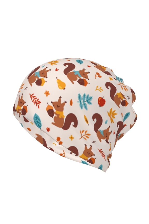Forest Squirrel Nuts for Multifunction Beanie Hat for Men and Women Unisex for Winter Sports, Outdoor Activities, and Daily Wear