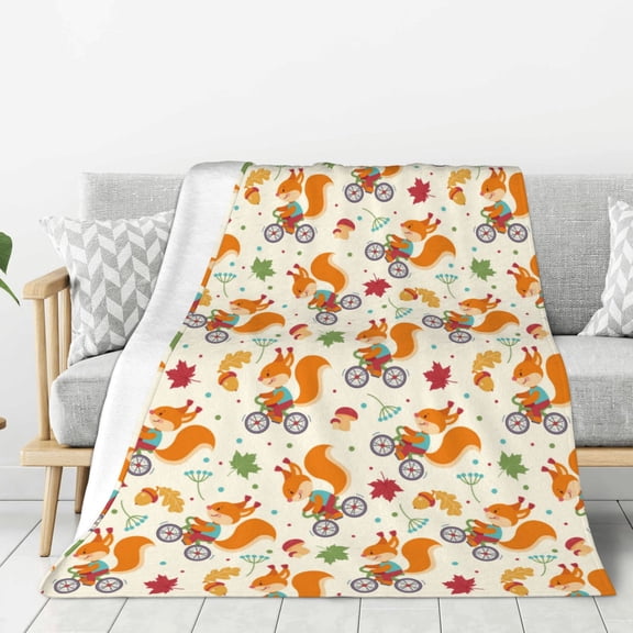 Hirioo Forest Squirrel for Flannel Blanket, Cozy and Warm Throw for Bed or Couch ,Perfect for All Seasons-40"x30"