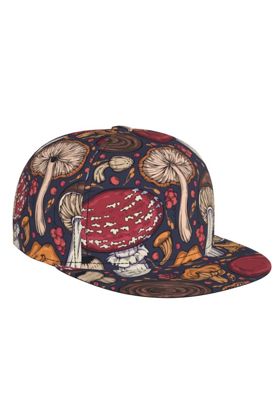 Forest Wild Mushroom for Baseball Cap Men Cap Flat Brim for Men Women Teens Adjustable Baseball Cap