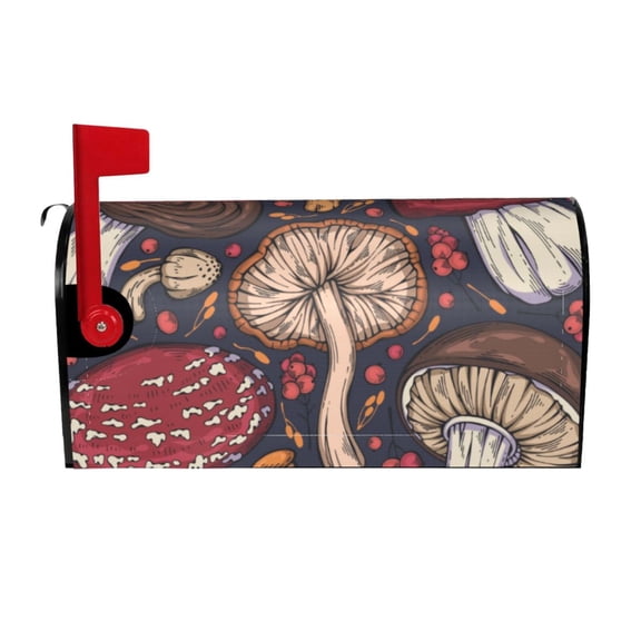 Hirioo Forest Wild Mushroom for Magnetic, Waterproof Mailbox Cover,Perfect for Fall, Winter, Spring, and Summer Outdoor Decor-21x18 in