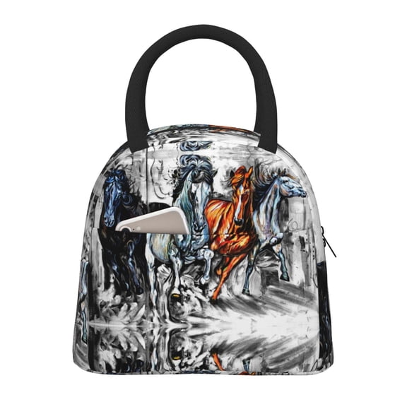 Hirioo Four Running Horses for Eco-friendly Lunch Box,Leakproof Lunch Box for School, Work, Travel, and Picnics,Perfect for Meal Prep