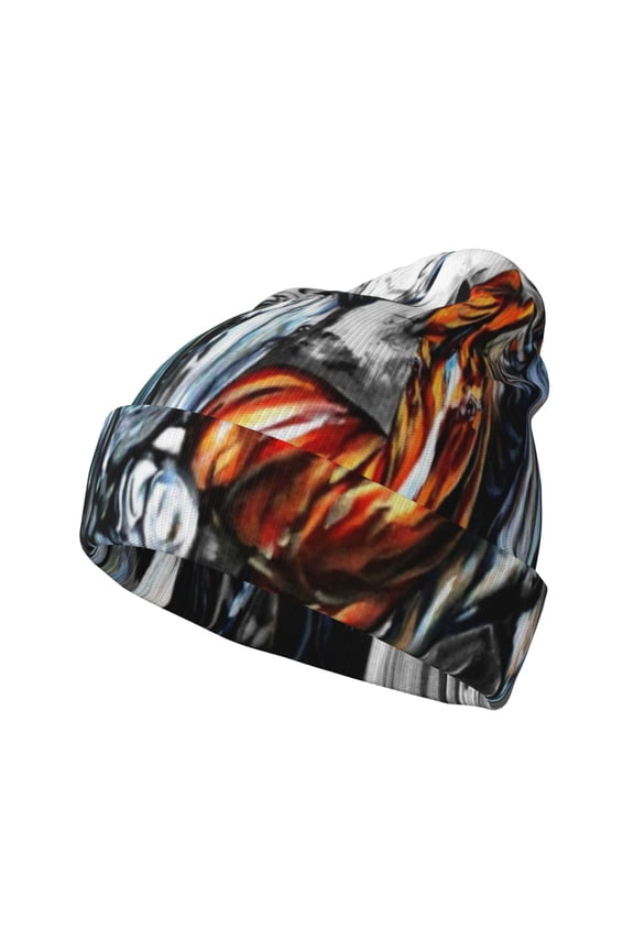 Four Running Horses for Men's Knit Cuffed Beanie for Outdoor Activities Unisex