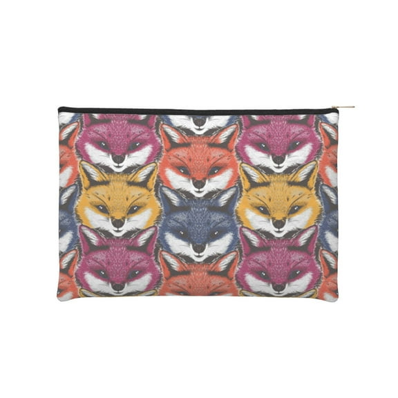 Hirioo Fox Face for Paper Reusable Cosmetic Bag Zipper Encouragement Travel Pouch Toiletry Bag for Women Girls
