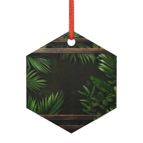 Hirioo Framed Greenery Wall Art for Acrylic Christmas Pendant Hanging Christmas Tree Ornaments, Car, Home, Office Gift Decor-Hexagon