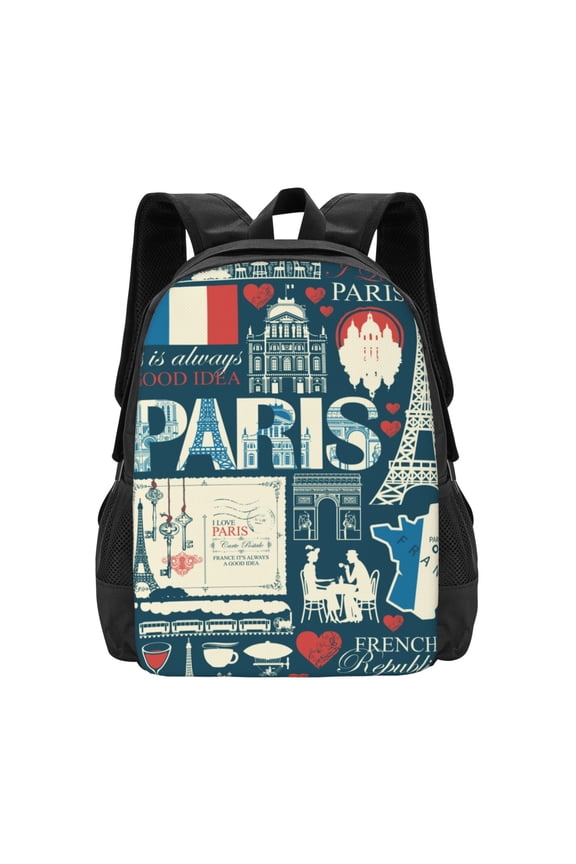 France and Paris for Minimalist Backpack Large Capacity Backpack Travel Backpack For School