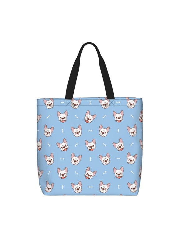 French Bulldog Head for Tote Bag for Women, Quilted Shoulder Bag with Zipper, Large Capacity Handbags for Casual, Travel, Work