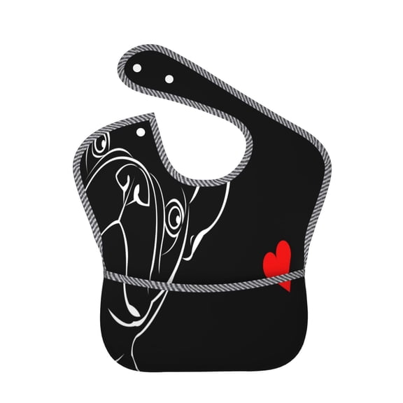 Hirioo French Bulldog for Baby Waterproof Pocket Bib Adjustable Closed for Babies Toddlers with Large Pocket 6-24Months