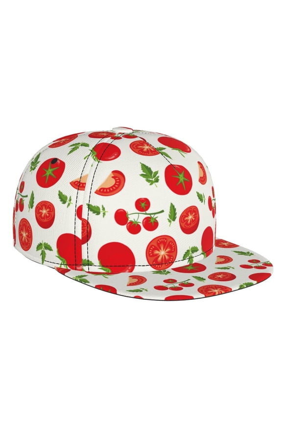 Fresh Red Tomato for Baseball Cap Men Cap Flat Brim for Men Women Teens Adjustable Baseball Cap