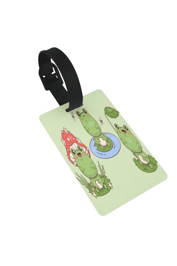 Frog Amanita Mushroom for Luggage ID Tag with Adjustable Strap Travel Baggage Bag Tags Suitcase Identify Labels for Women Men