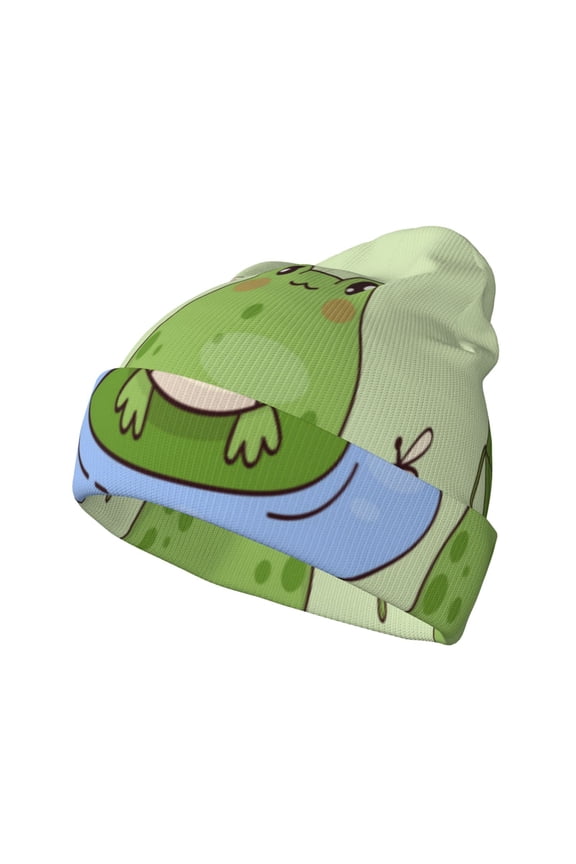 Frog Amanita Mushroom for Men's Knit Cuffed Beanie for Outdoor Activities Unisex