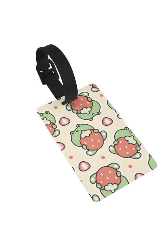Frog Hold Strawberry for Luggage ID Tag with Adjustable Strap Travel Baggage Bag Tags Suitcase Identify Labels for Women Men